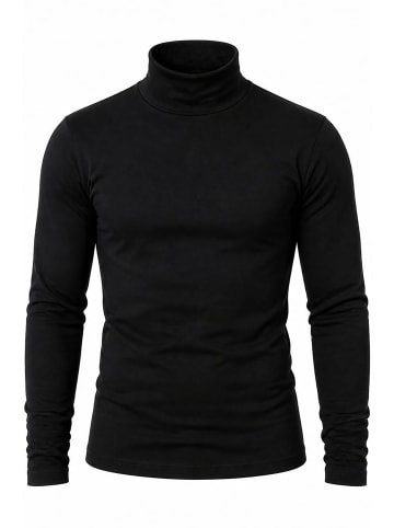 RESLAD Sweatshirt sportlicher Rolli in schwarz