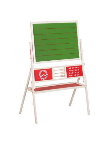 roba Drehbare Standtafel mit Uhr, liniert & magnetisch, ABC, Holz natur