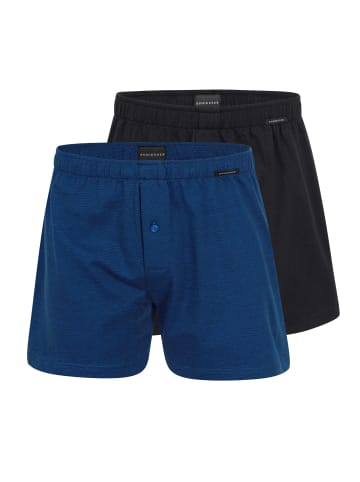 Schiesser Boxershorts Singel-Jersey in Blau / Schwarz