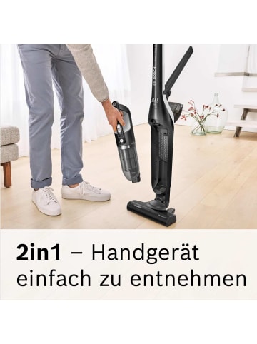 Bosch Akku-Staubsauger Flexxo 2in1 Serie 4 BBH32101 kabellos Handstaubsauger schwarz