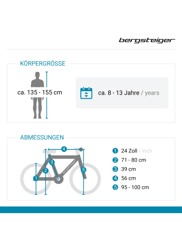 Bergsteiger Mountainbike 24" "Kodiak" in Weiß/Schwarz