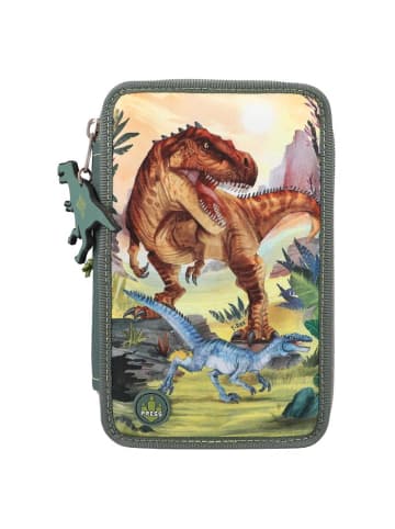 Depesche 3-Fach Federtasche LED Landschaft Dino World 20 x 13 cm in grün