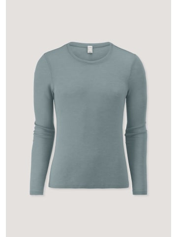 Hessnatur Hessnatur Longsleeve PURE FUNCTION aus Bio-Merinowolle und Seide in sturmblau