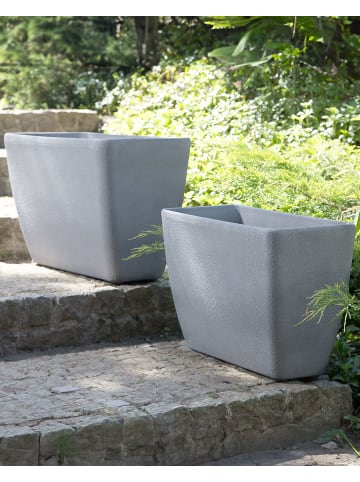 Beliani Outdoor Blumentopf BARIS in Grau - (W) 74 x (H) 45 x (L) 32 cm