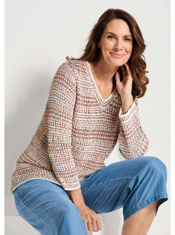 GOLDNER Strickpullover Strukturpullover mit 3D-Effekt in koralle / gemustert