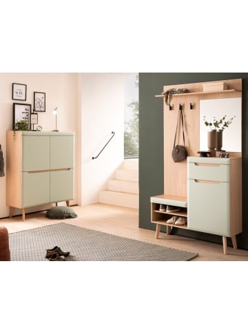 Furn.Design Garderoben-Set 2-teilig Pistazie matt, Scandi Eiche, Kombination skandinavisch