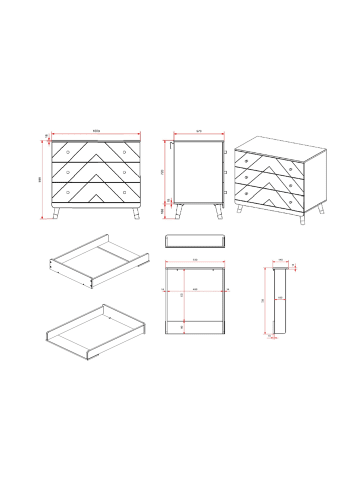 58 aufm Kessel WICKELKOMMODE Kamillah 100x89x57 aus MDF in Satin Weiß