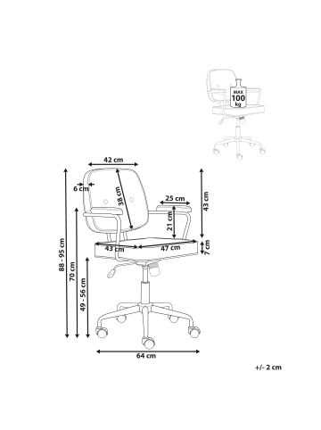 Beliani Bürostuhl PAWNEE in Orange/Schwarz - (W) 62 x (H) 88 x (L) 64 cm