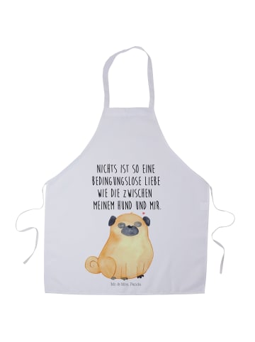 Mr. & Mrs. Panda Grillschürze Mops mit Spruch in Weiß