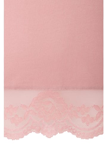 More & More schmales Rippshirt, Spitzensaum in mellow rose