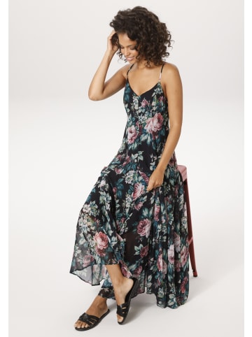 Aniston CASUAL Sommerkleid in schwarz-grüntöne-beere-bordeaux-rose-blau
