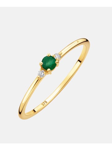 Diamant L'éternel Ring aus 375 Gelbgold mit Diamant mit Smaragd