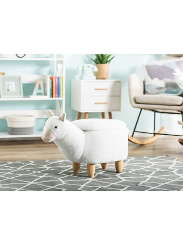 Beliani Tierhocker ALPACA in Weiß/Braun - (W) 65 x (H) 45 x (L) 30 cm
