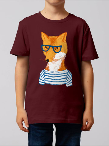 wat? Apparel T-Shirt Fuchs in Weinrot
