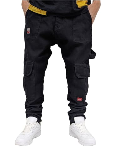 DADA Cargo Baggy Denim Jeans mit Logo Stitching Worker in Schwarz