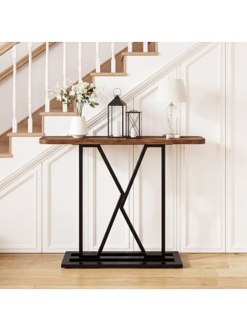 COSTWAY Konsolentisch 100 cm Flurtisch in Braun