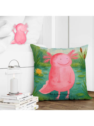 Mr. & Mrs. Panda Kissen Axolotl Glücklich Design ohne Spruch in Weiß
