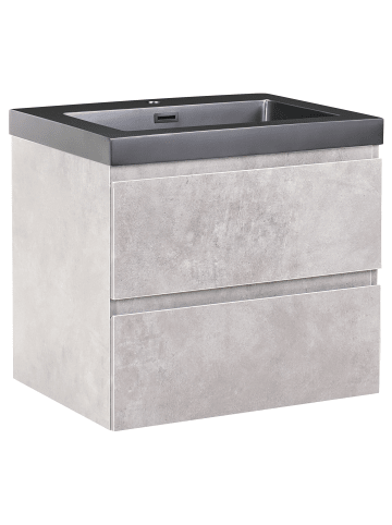 Beliani 2-tlg Badezimmerschrank mit Waschbecken CARDIEL in Grau/Schwarz