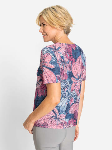 WITT WEIDEN Rundhalsshirt in jeansblau-altrosa-bedruckt