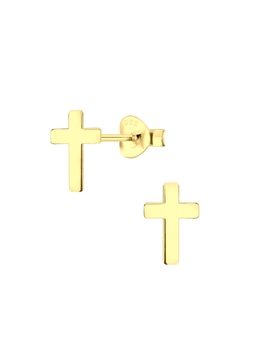 Alexander York Ohrstecker KREUZ 925 Sterling Silber in Gold, 2-tlg.