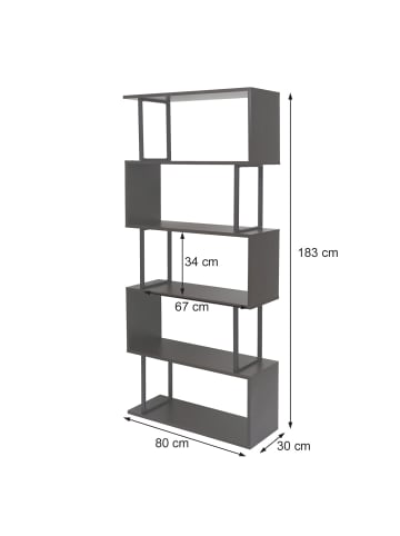 MCW Bücherregal  A27, Eiche-Optik, Metall weiß