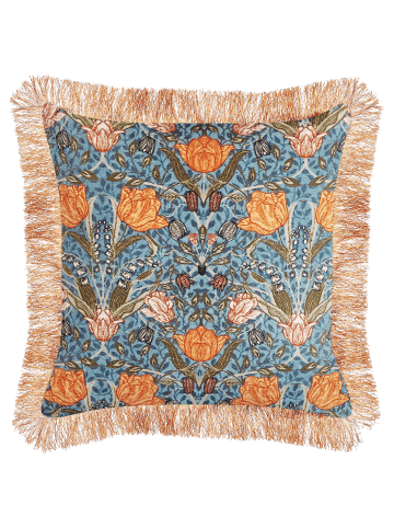 Beliani Dekokissen MITELLA in Blau/Orange - (W) 45 x (H) 10 x (L) 45 cm