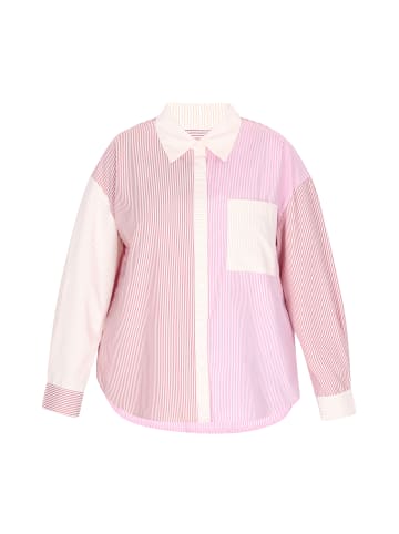 Swirly Women Plus Size Blouse in light pink stripes