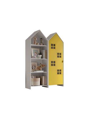 58 aufm Kessel REGALSCHRANK Set Kania 115x37x171 MDF Weiß /Gelb