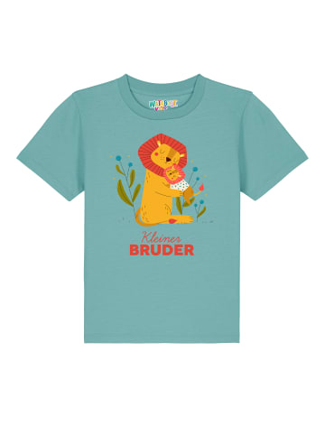 wat? Apparel T-Shirt Löwen Kleiner Bruder in Teal Monstera