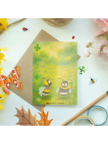 Mr. & Mrs. Panda Klappkarte Hummeln Kleeblatt Design ohne Spruch in Weiß