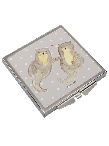 Mr. & Mrs. Panda Kleiner Spiegel Otter Hände halten ohne Spruch in Grau Pastell