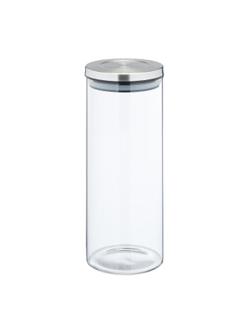 relaxdays 4 x Vorratsgläser in Transparent/ Silber - 1,3 l