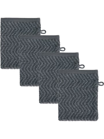 REDBEST Frottier, Jacquard Waschhandschuh 4er-Pack Palmdale in anthrazit