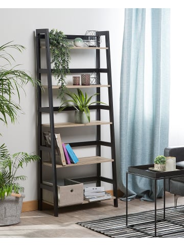 Beliani Bücherregal CROYDON in Schwarz/Braun - (W) 64 x (H) 163 x (L) 34 cm