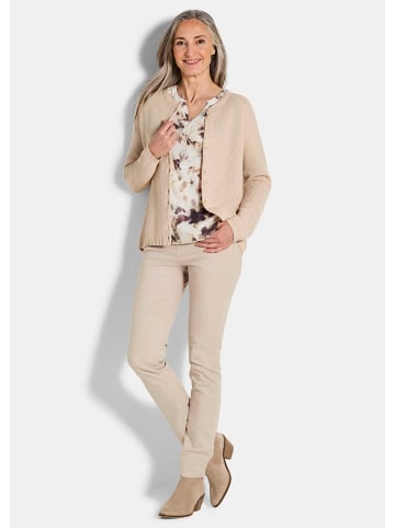 GOLDNER Kurzgröße:  Cardigan aus Baumwolle, Rundhals in beige