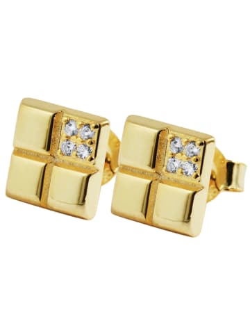 Adeliás Damen Ohrringe – Ohrstecker aus 925 Silber mit Zirkonia in gold