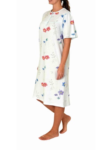 NORMANN Kurzarm Nachthemd Knopfleiste am Hals - 80133 in blau