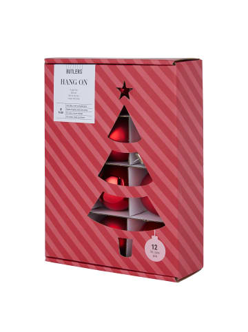 Butlers Weihnachtskugel HANG ON 12er-Set in Rot