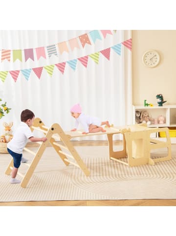 COSTWAY 7 in 1 Kletterdreieck mit Rutsche in Beige