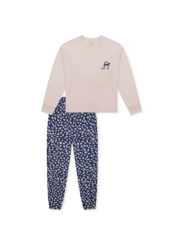 Schiesser Pyjama in Beige/Blau