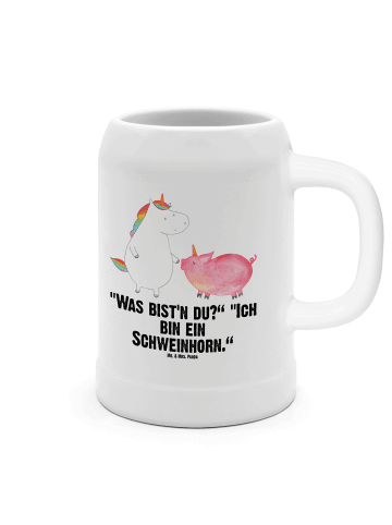 Mr. & Mrs. Panda Bierkrug Einhorn Schwein mit Spruch in Weiß