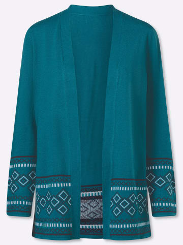 Sieh an! Long-Strickjacke in petrol-marine