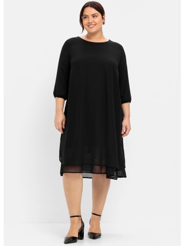 sheego Chiffonkleid in schwarz