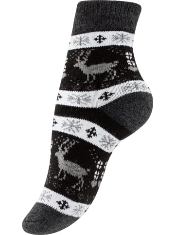 Yenita® 4 Paar Damen Thermosocken mit Innenfutter, Vollfrottee in schwarz