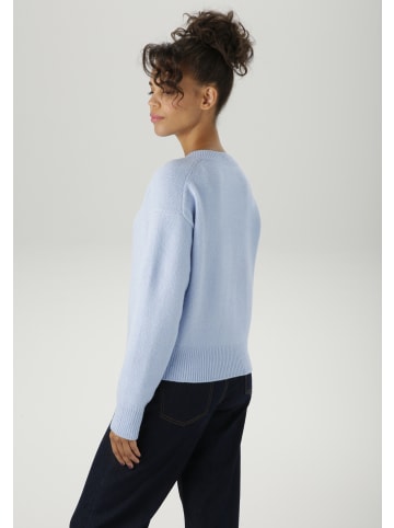 Aniston CASUAL Strickjacke in hellblau-meliert