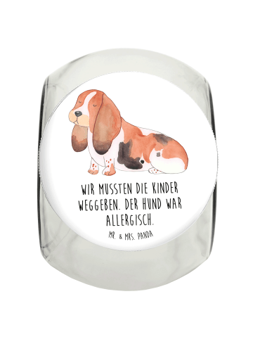 Mr. & Mrs. Panda Leckerli Glas Hund Basset Hound mit Spruch in Weiß