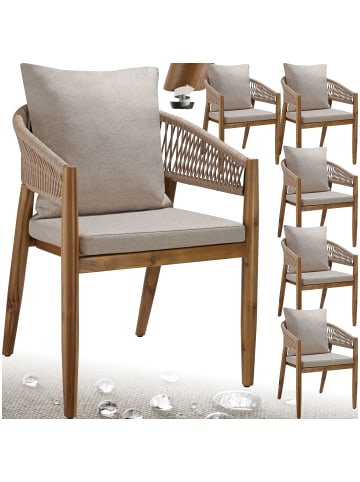 tectake Outdoor-Sessel im Rope-Design aus Akazienholz, wetterfest, 59x58x76