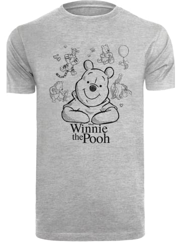 F4NT4STIC T-Shirt Winnie Puuh Der Bär Collage Sketch in grau meliert