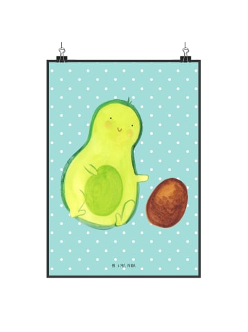 Mr. & Mrs. Panda Wandbild Avocado Kern rollt ohne Spruch in Türkis Pastell