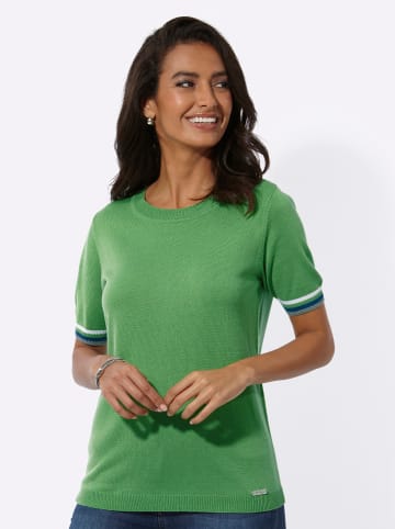 WITT WEIDEN Rundhals-Pullover in apfel-weiß-geringelt